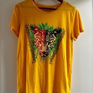 Women’s Guess Mustard Yellow Panther Shirt